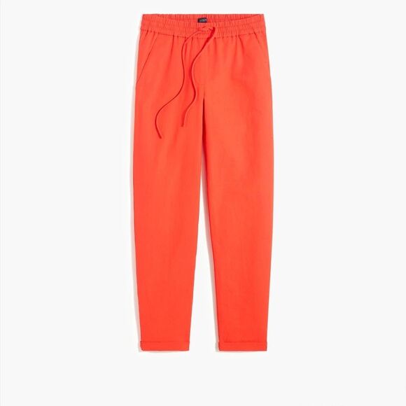 J. Crew Orange Linen Elastic Waist Pants - Picture 1 of 4